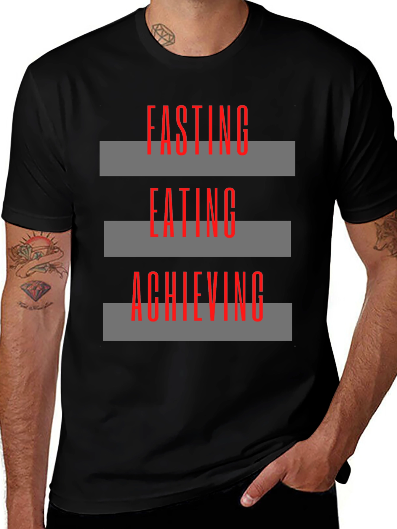 Fasting Eating Achieving Graphic Tee - Black