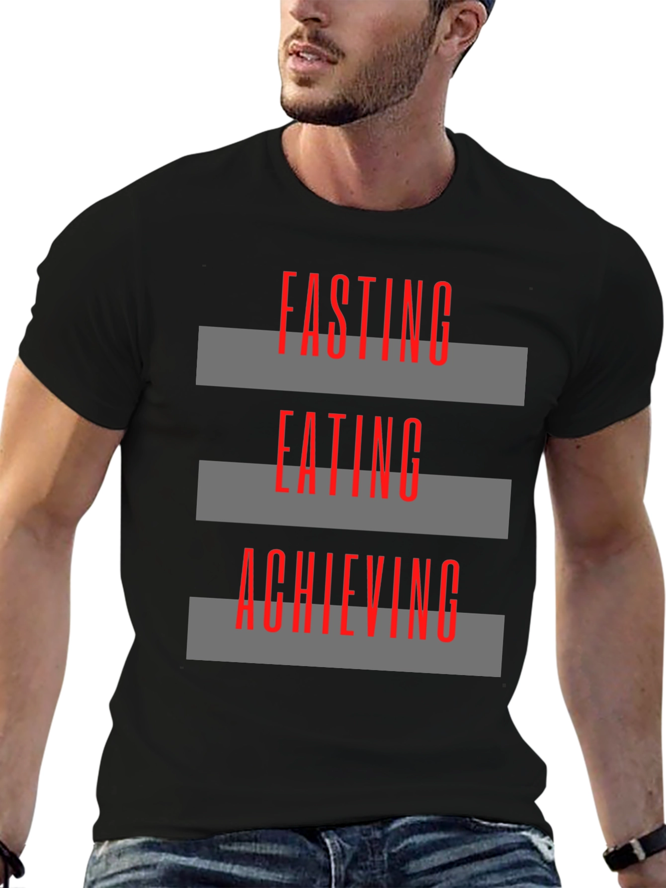 Fasting Eating Achieving Graphic Tee - Black