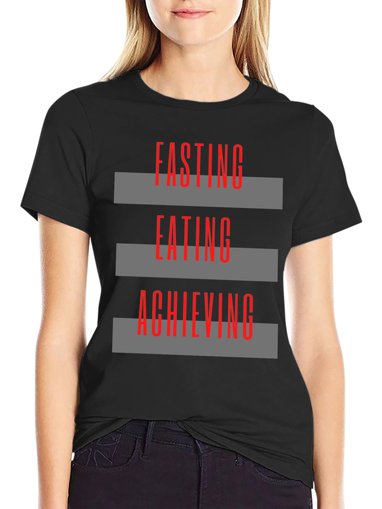 Fasting Eating Achieving Graphic Tee - Black