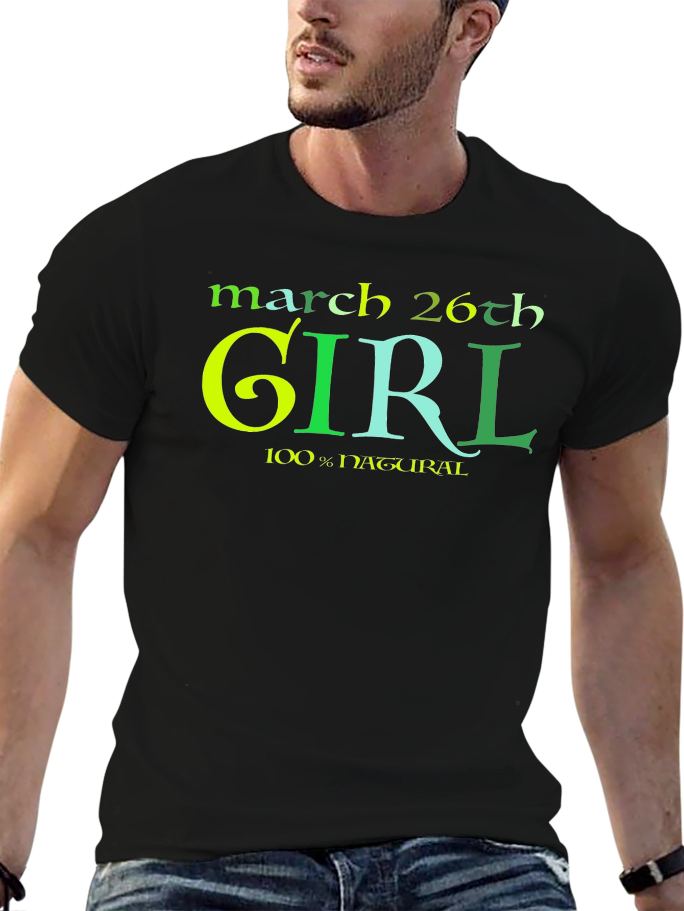 March 26th Girl 100% Natural Black T-Shirt