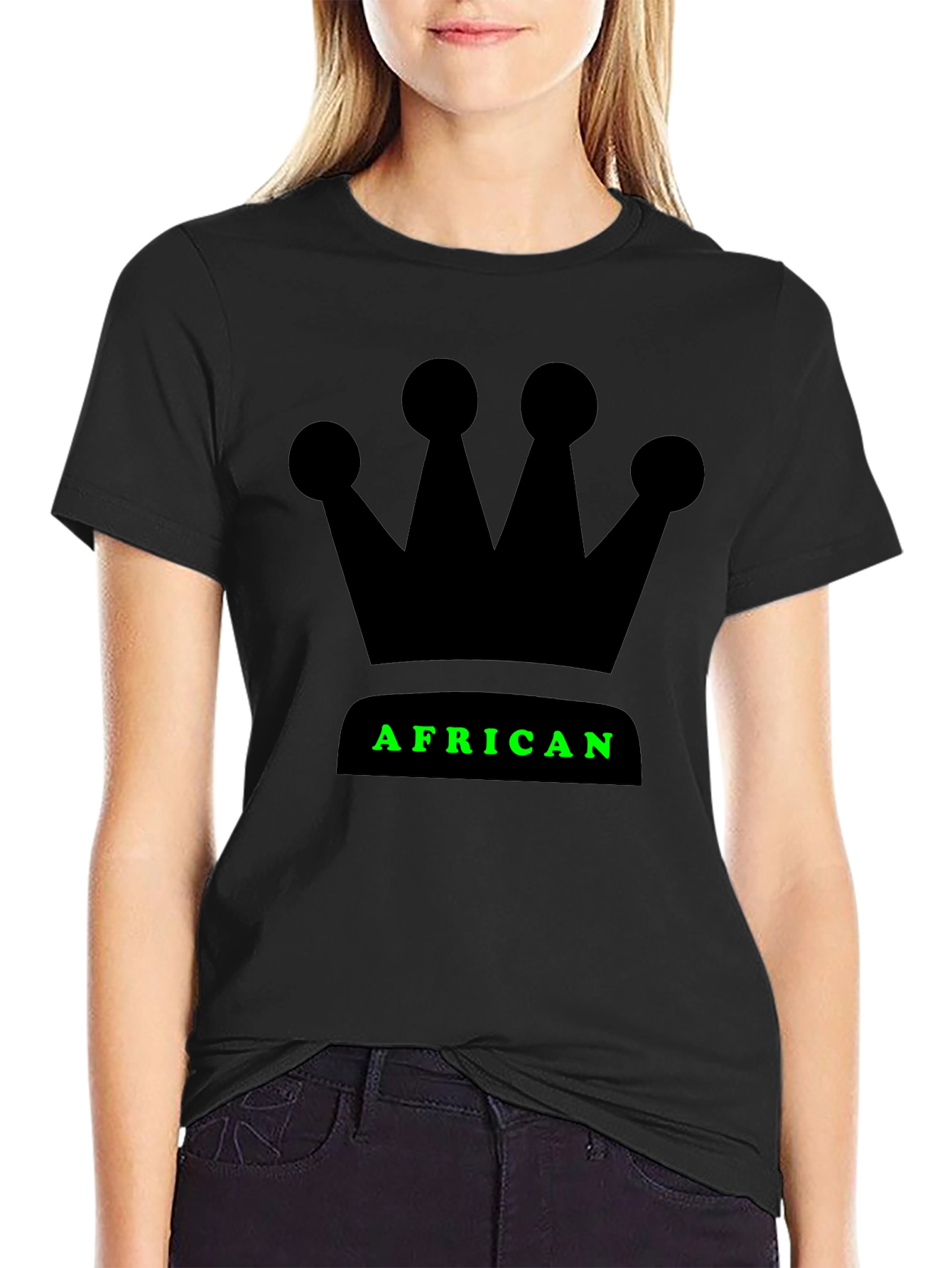 African Crown Graphic T-Shirt - Black