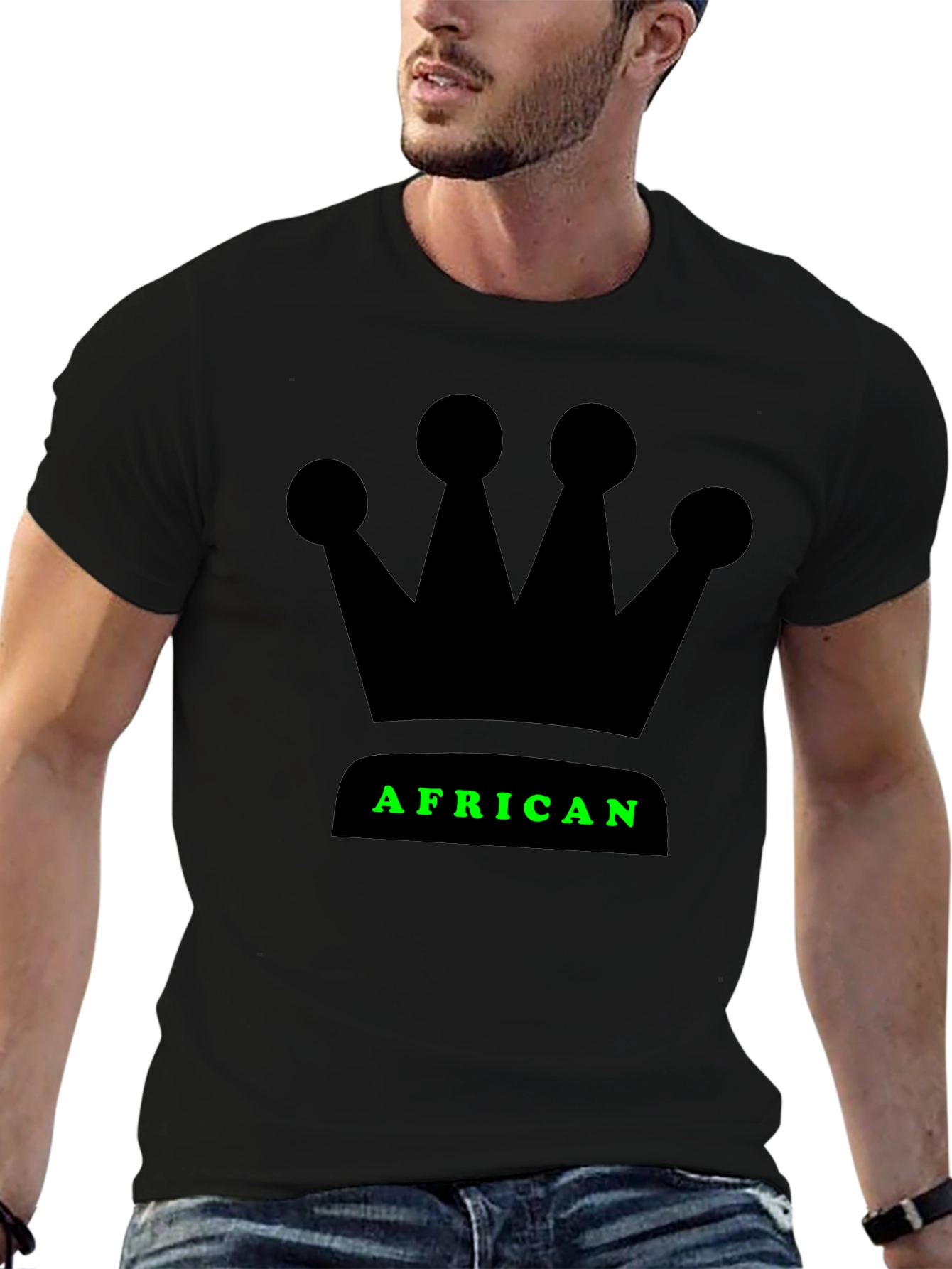 African Crown Graphic T-Shirt - Black