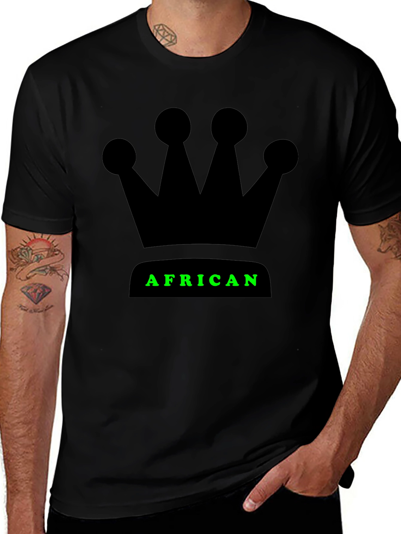 African Crown Graphic T-Shirt - Black