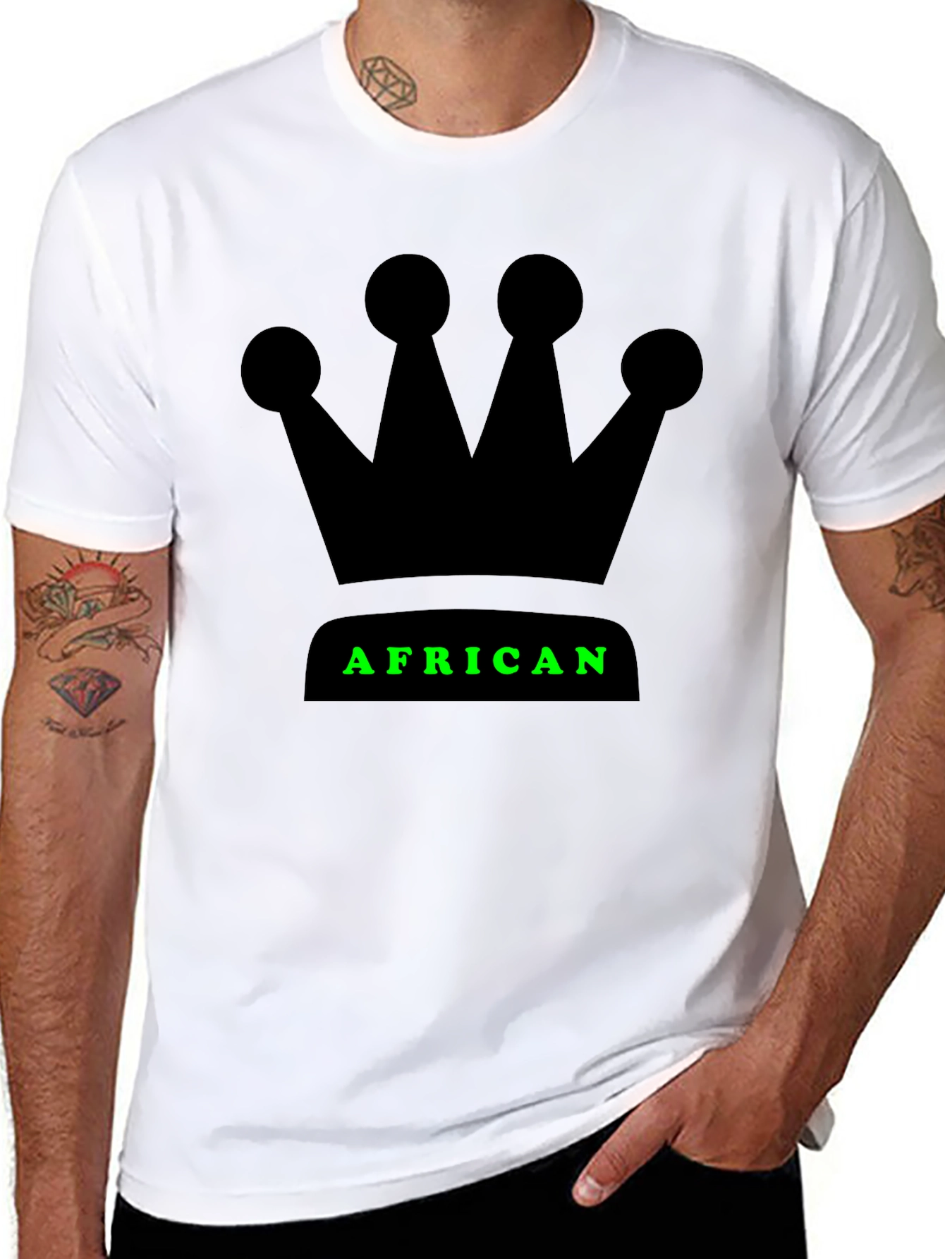 African Crown Graphic T-Shirt - Black