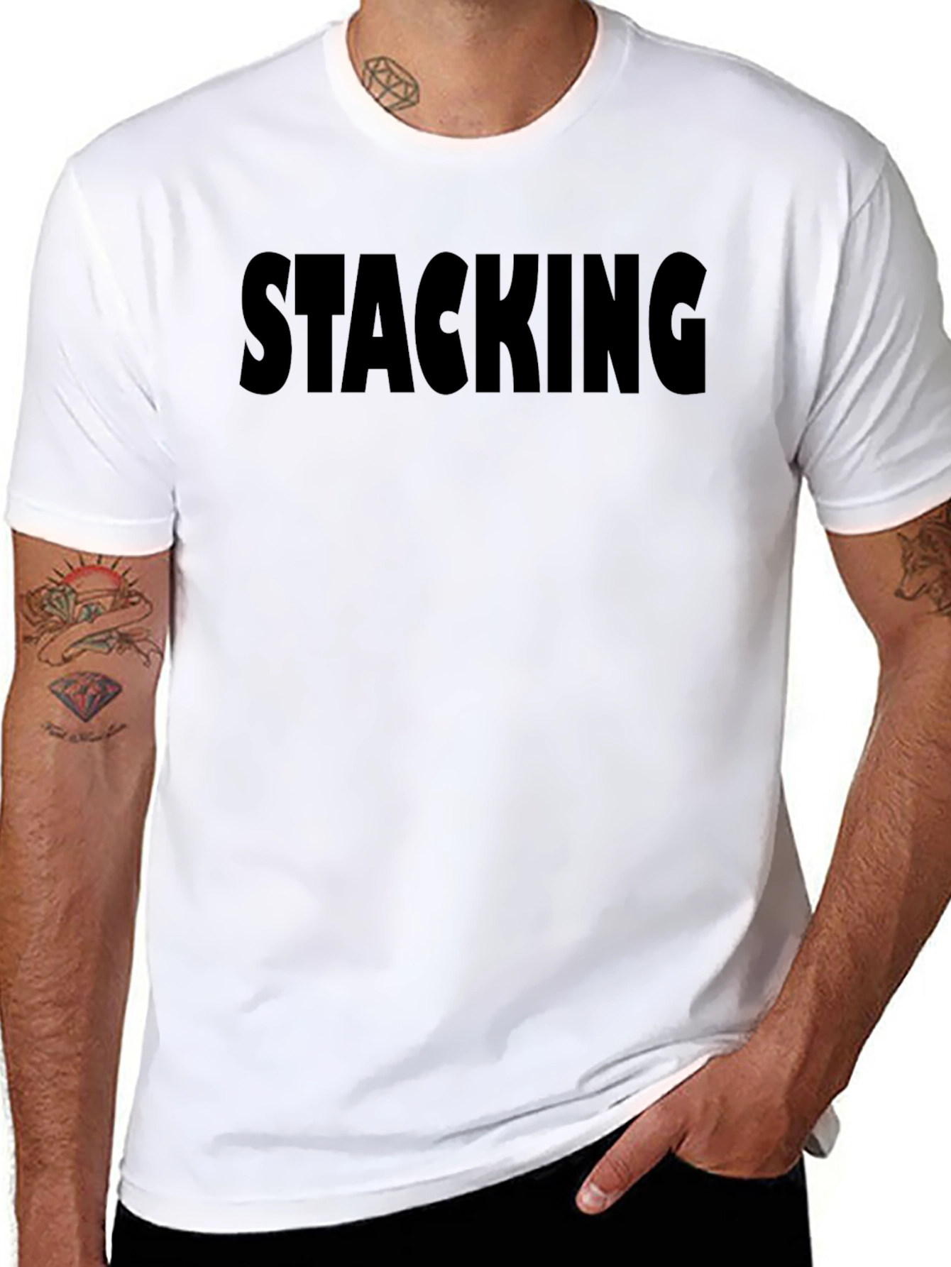 Stacking Black Graphic T-Shirt