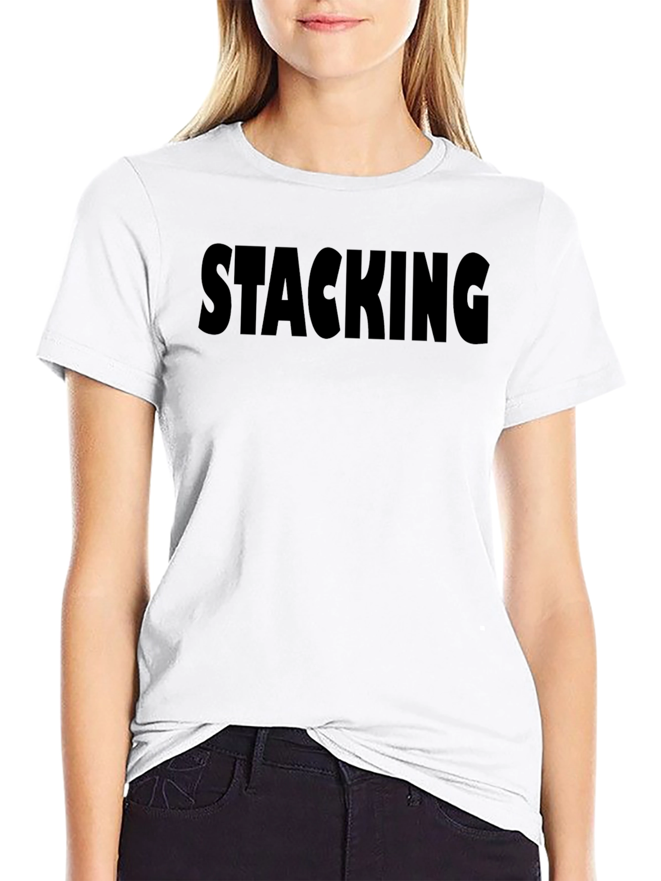 Stacking Black Graphic T-Shirt