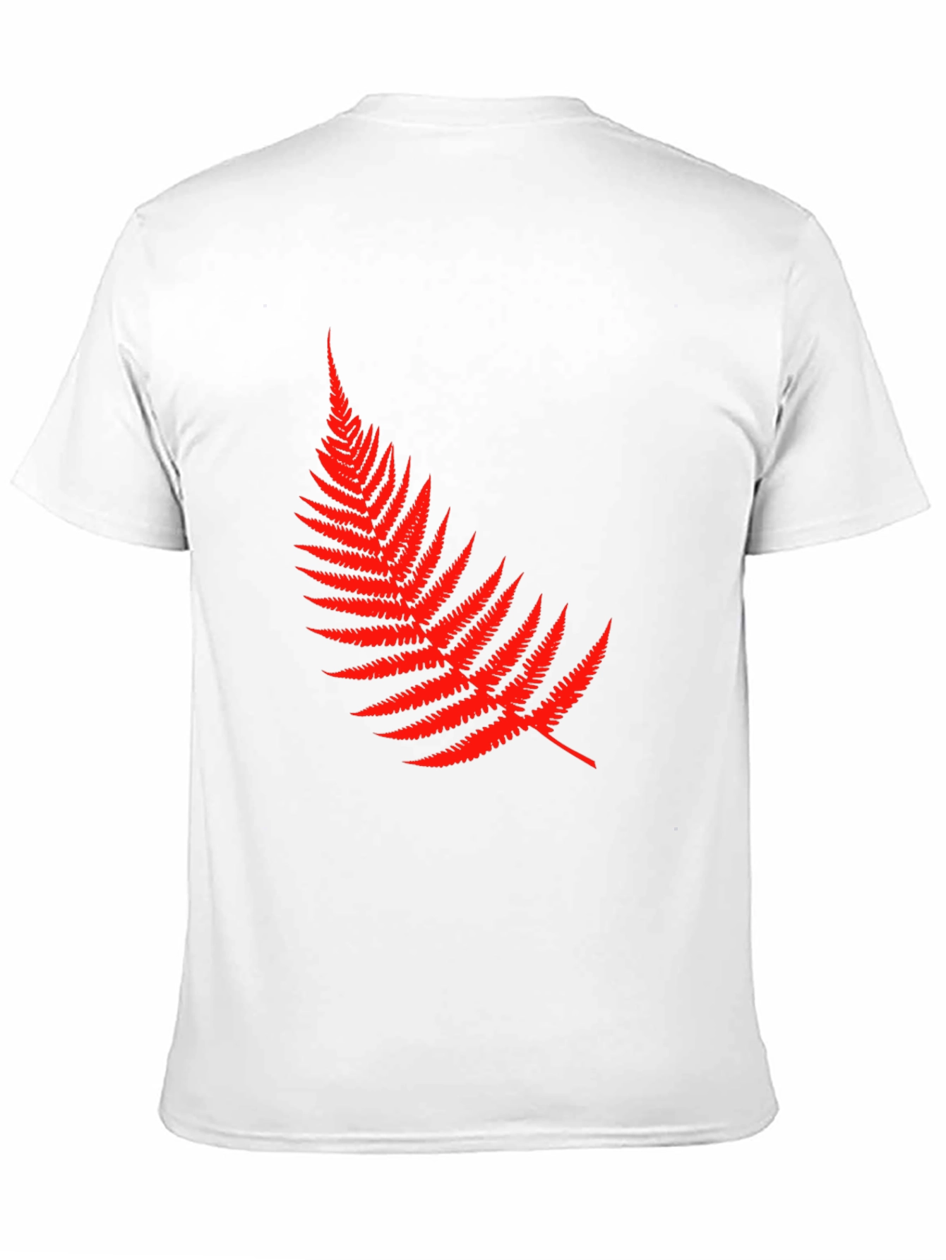 Red Fern Leaf Graphic Tee - Black Cotton T-Shirt