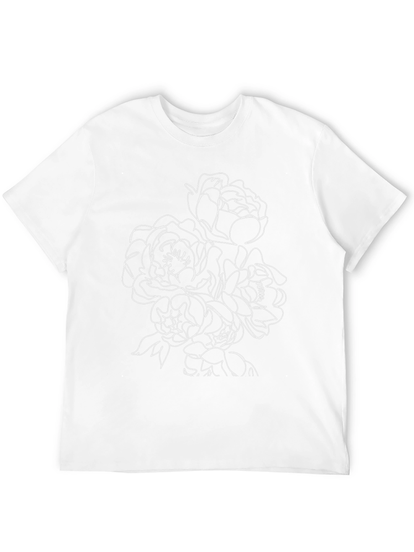 Floral Line Art Black T-Shirt