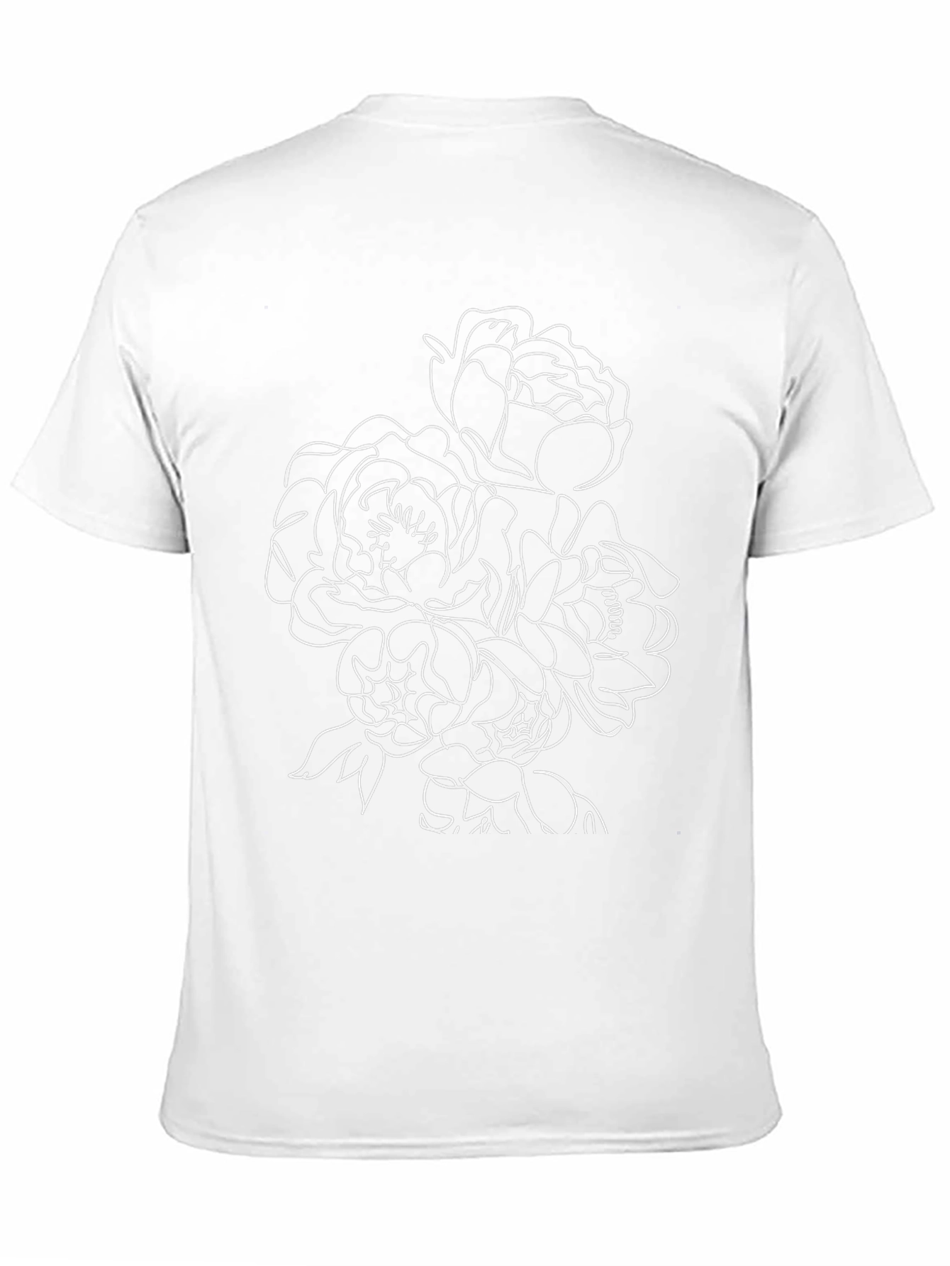 Floral Line Art Black T-Shirt