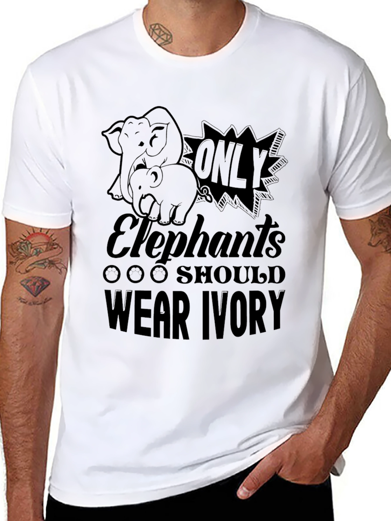 Elephant Rights Graphic Tee: Only Elephants Wear Ivory