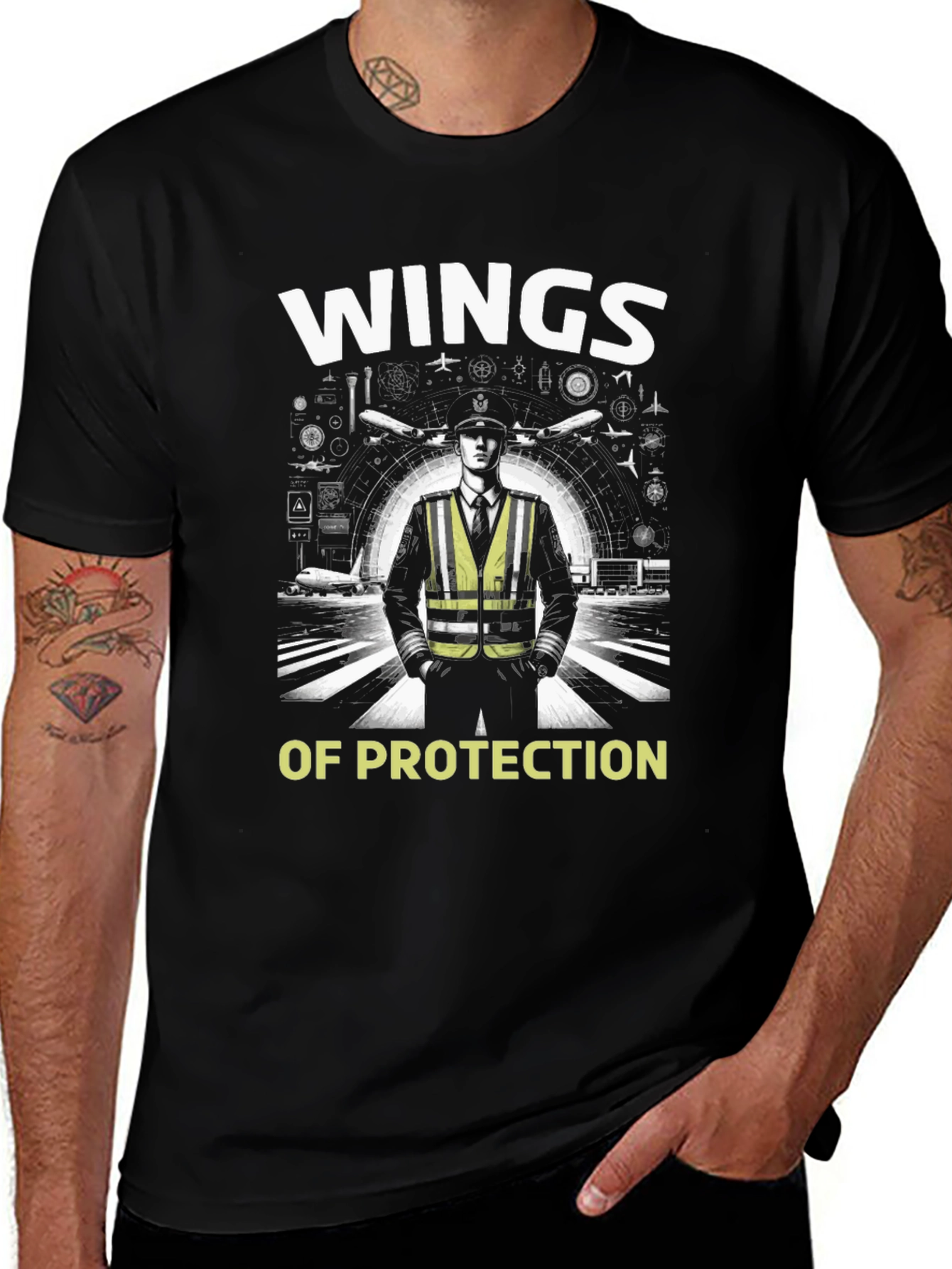 Wings of Protection Black Graphic Tee
