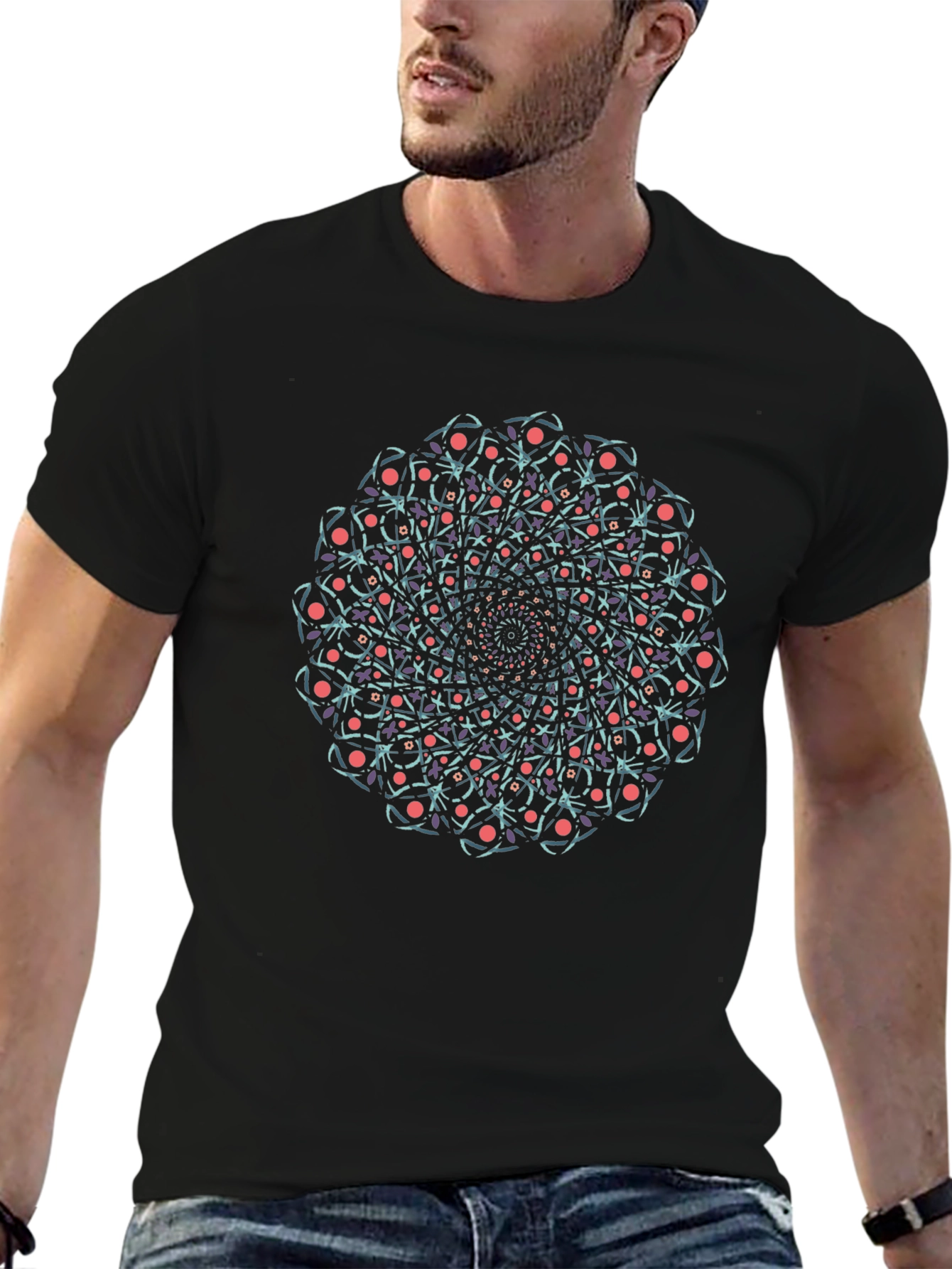 Mandala Graphic Tee - Black Cotton
