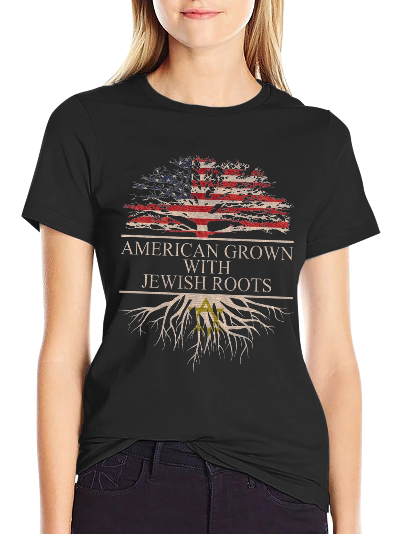 American Grown Jewish Roots Tree T-Shirt