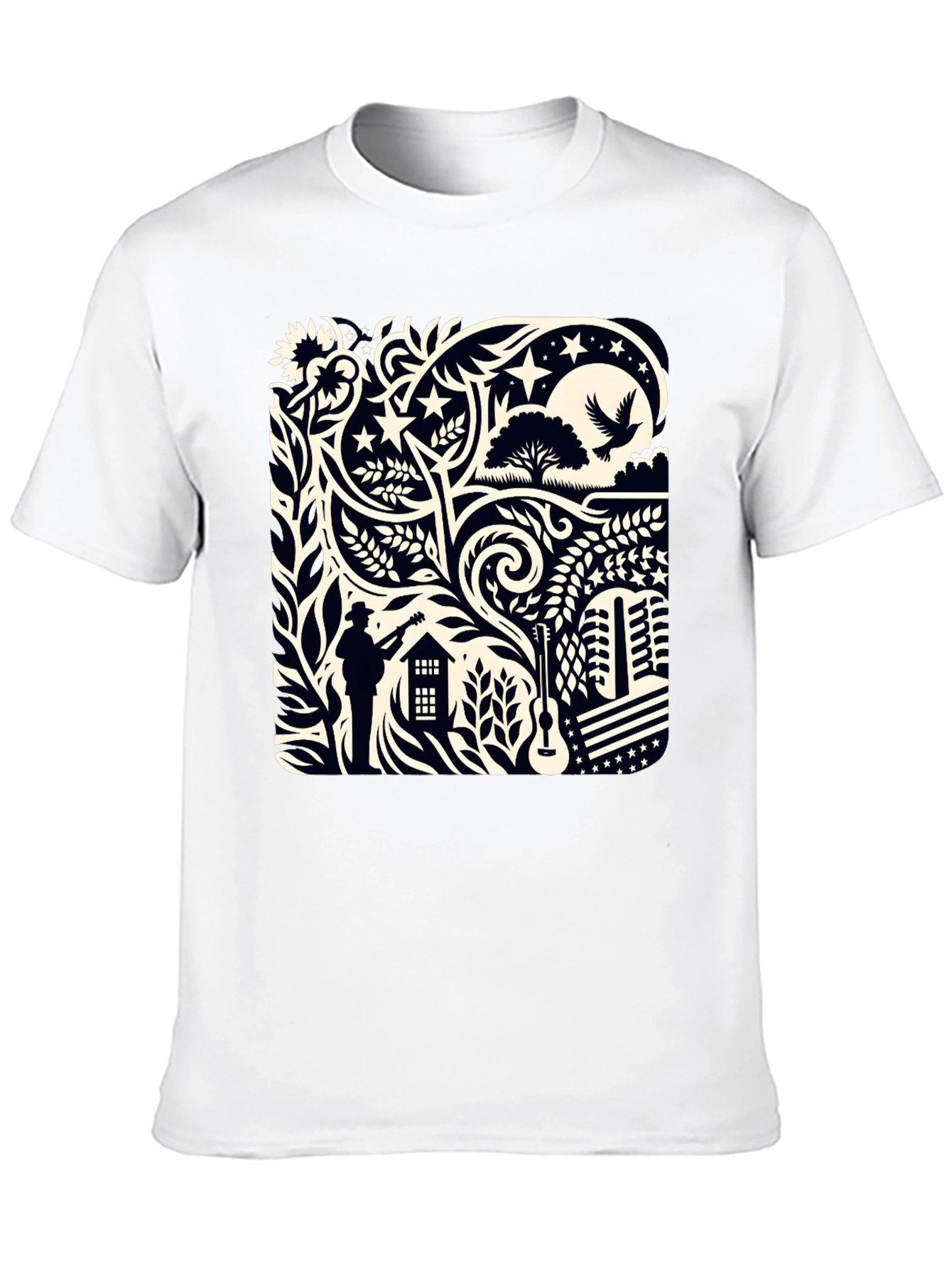 Artistic Black Graphic Tee Shirt