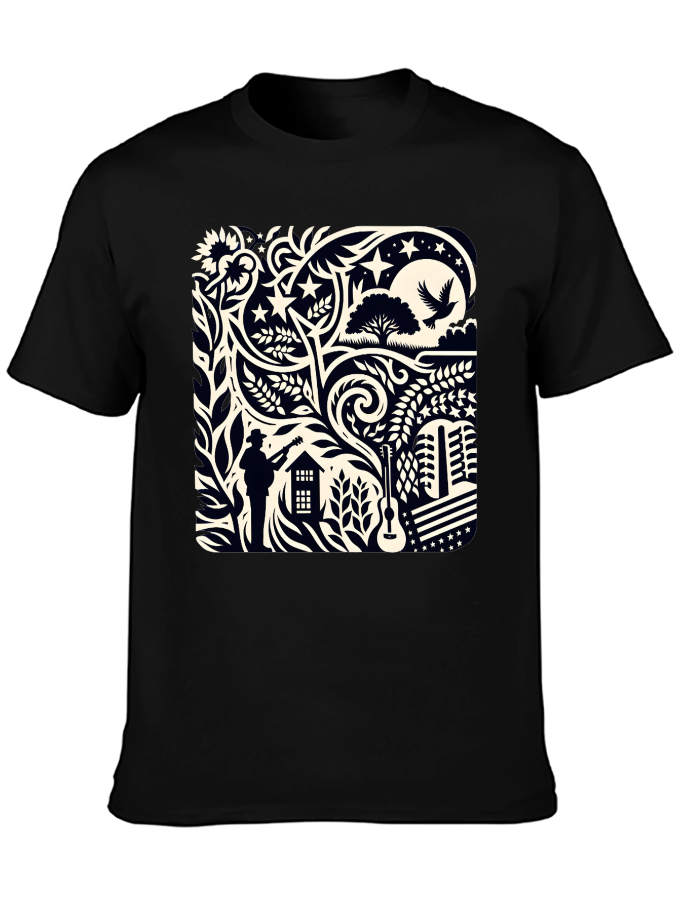 Artistic Black Graphic Tee Shirt
