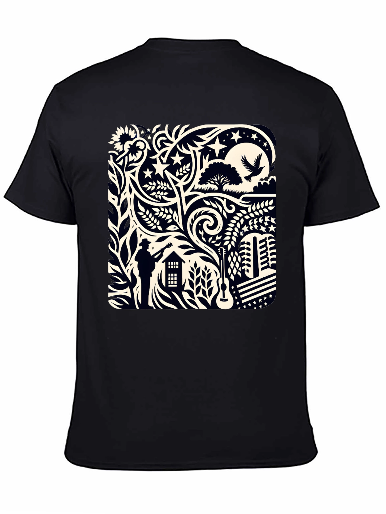 Artistic Black Graphic Tee Shirt