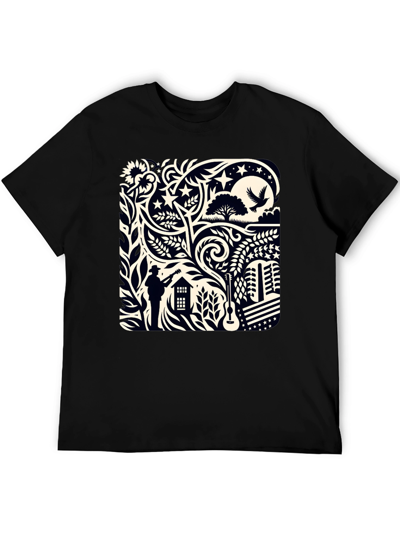 Artistic Black Graphic Tee Shirt