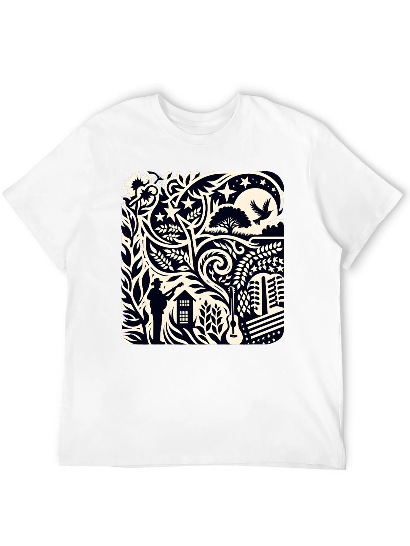 Artistic Black Graphic Tee Shirt