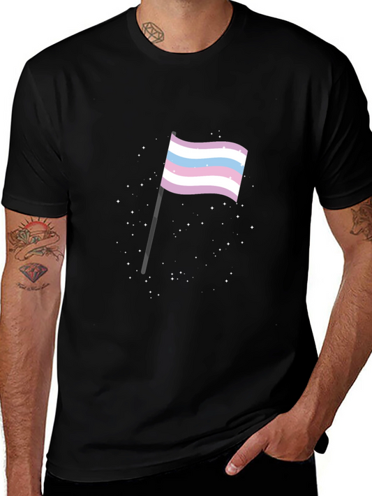 Trans Pride Flag Graphic Tee - Soft Black Cotton Shirt