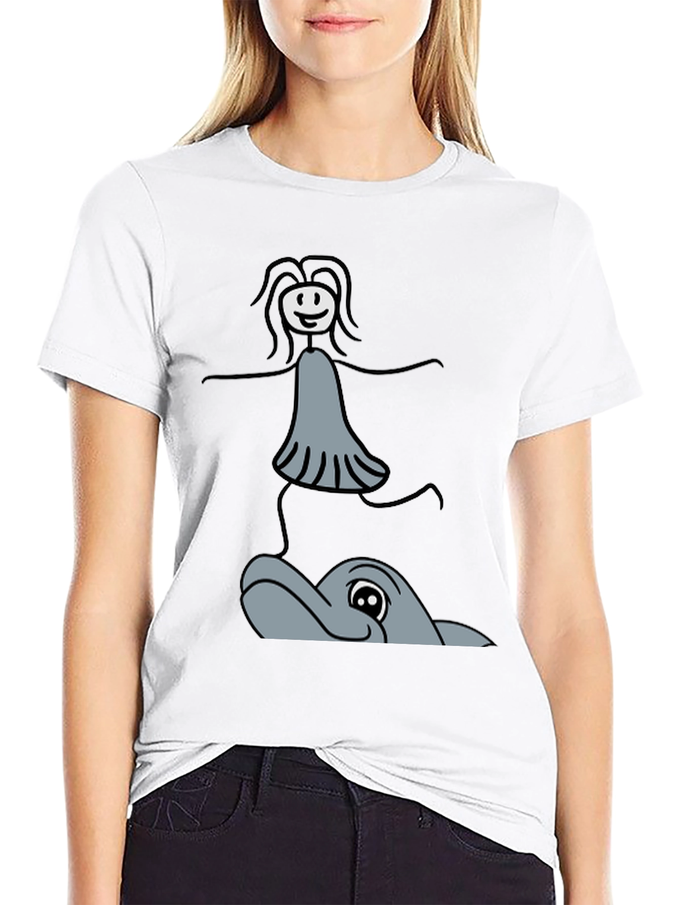 Whimsical Dolphin Ride T-Shirt - Unique Graphic Tee