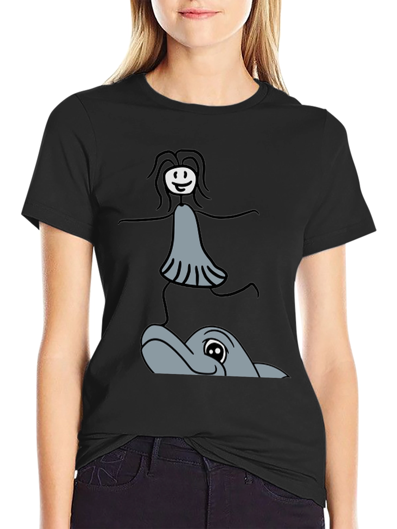 Whimsical Dolphin Ride T-Shirt - Unique Graphic Tee