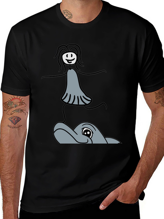 Whimsical Dolphin Ride T-Shirt - Unique Graphic Tee