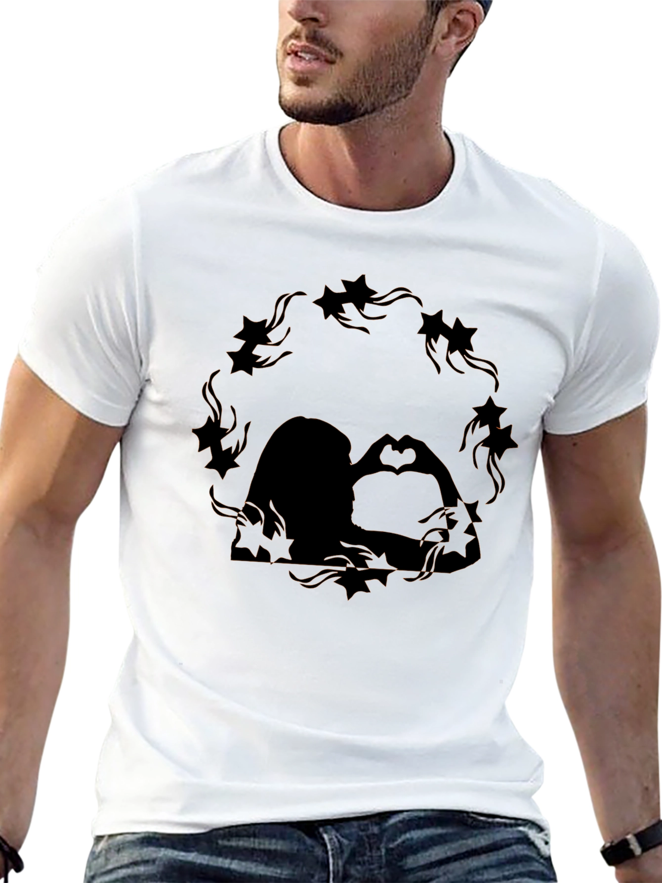 Romantic Couple Starry Silhouette Graphic Tee