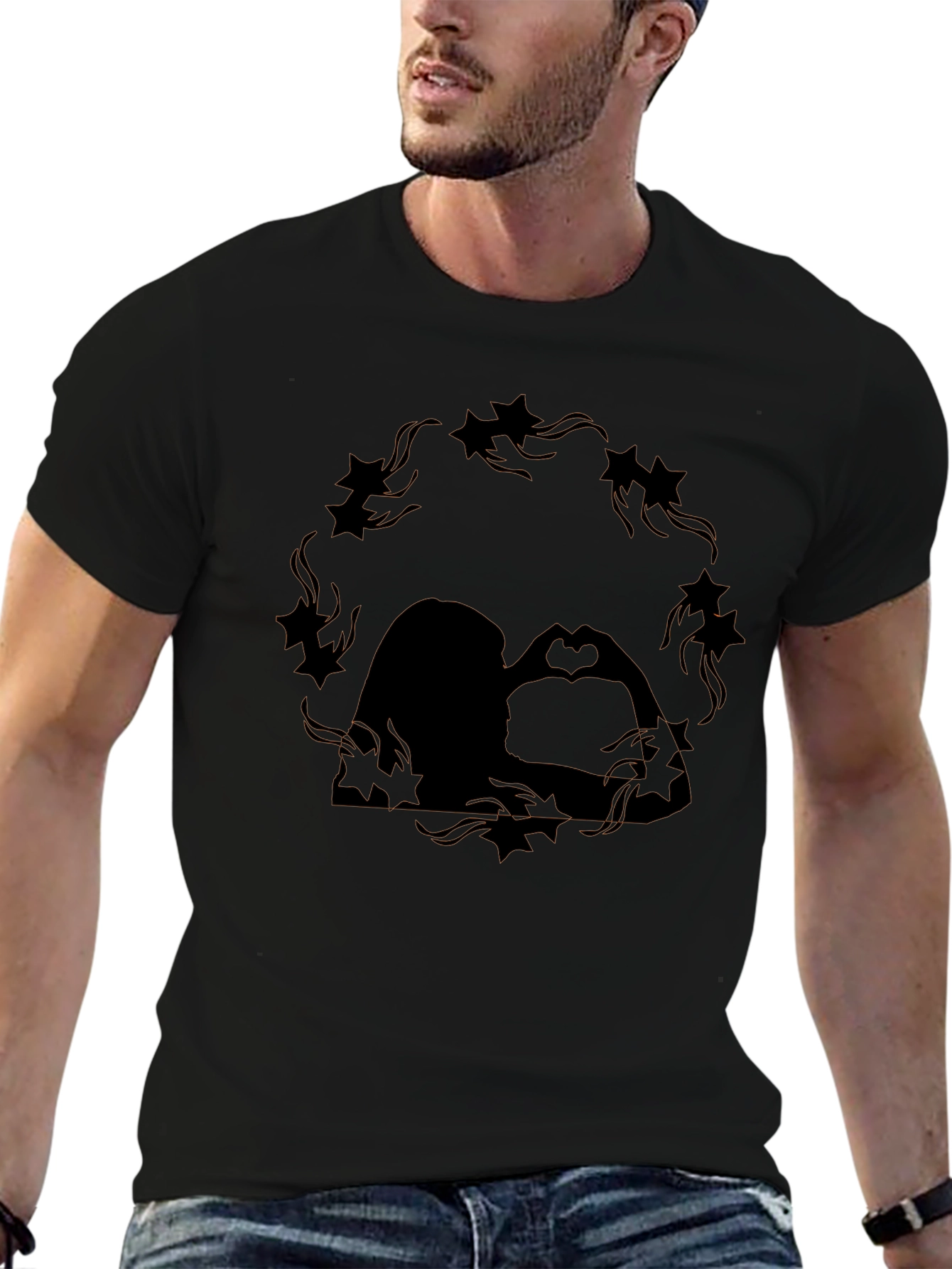 Romantic Couple Starry Silhouette Graphic Tee