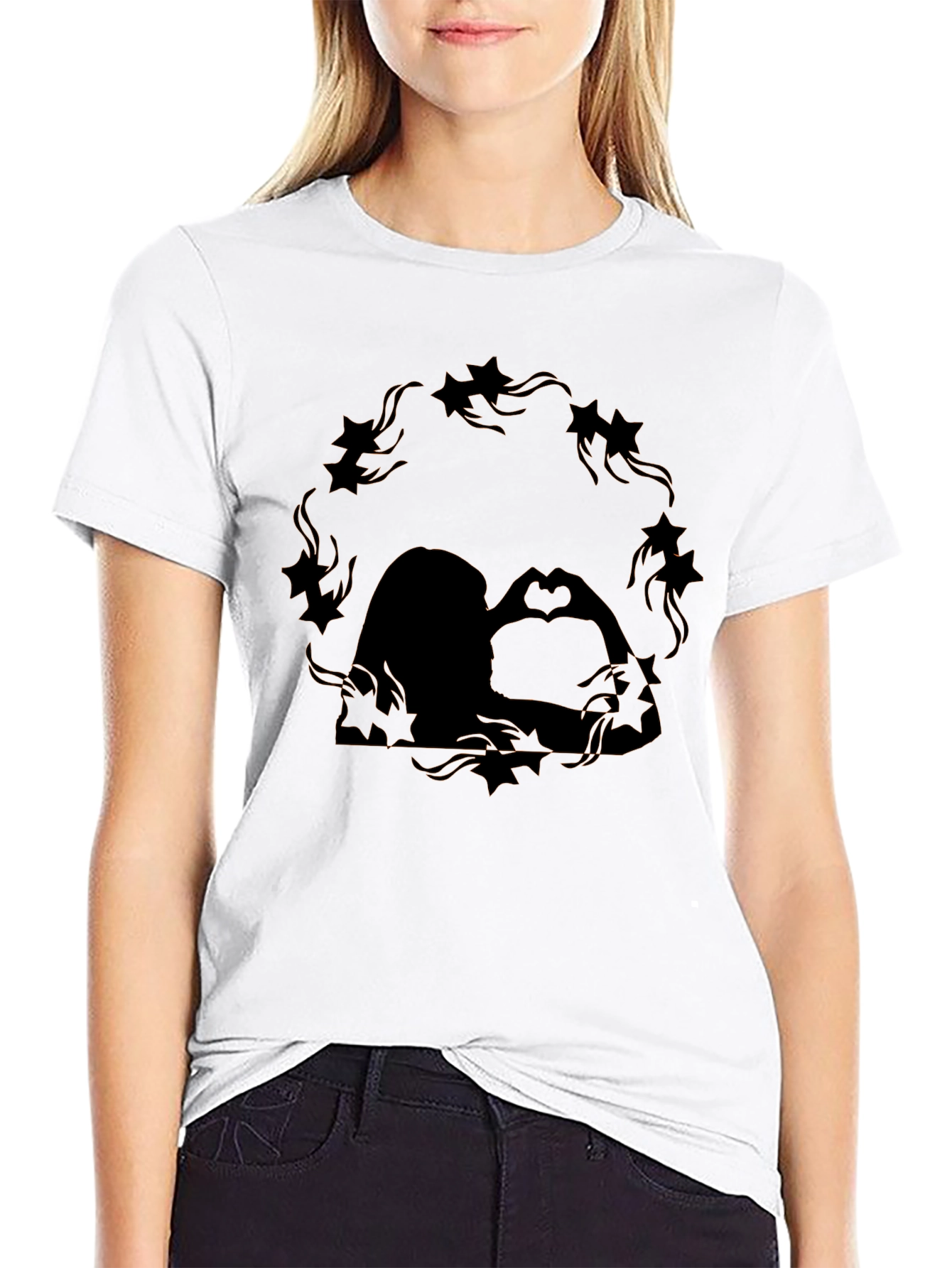 Romantic Couple Starry Silhouette Graphic Tee