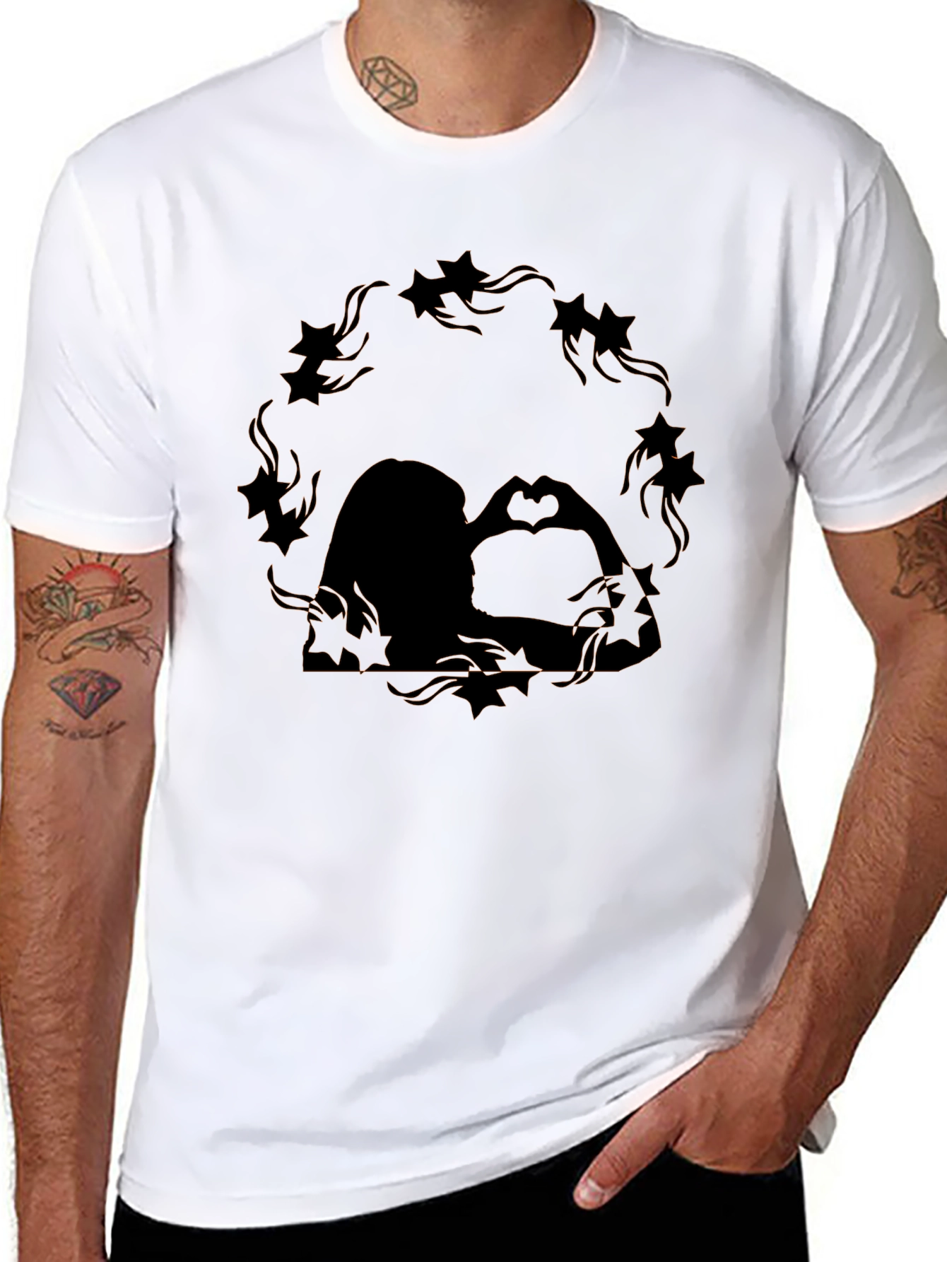 Romantic Couple Starry Silhouette Graphic Tee