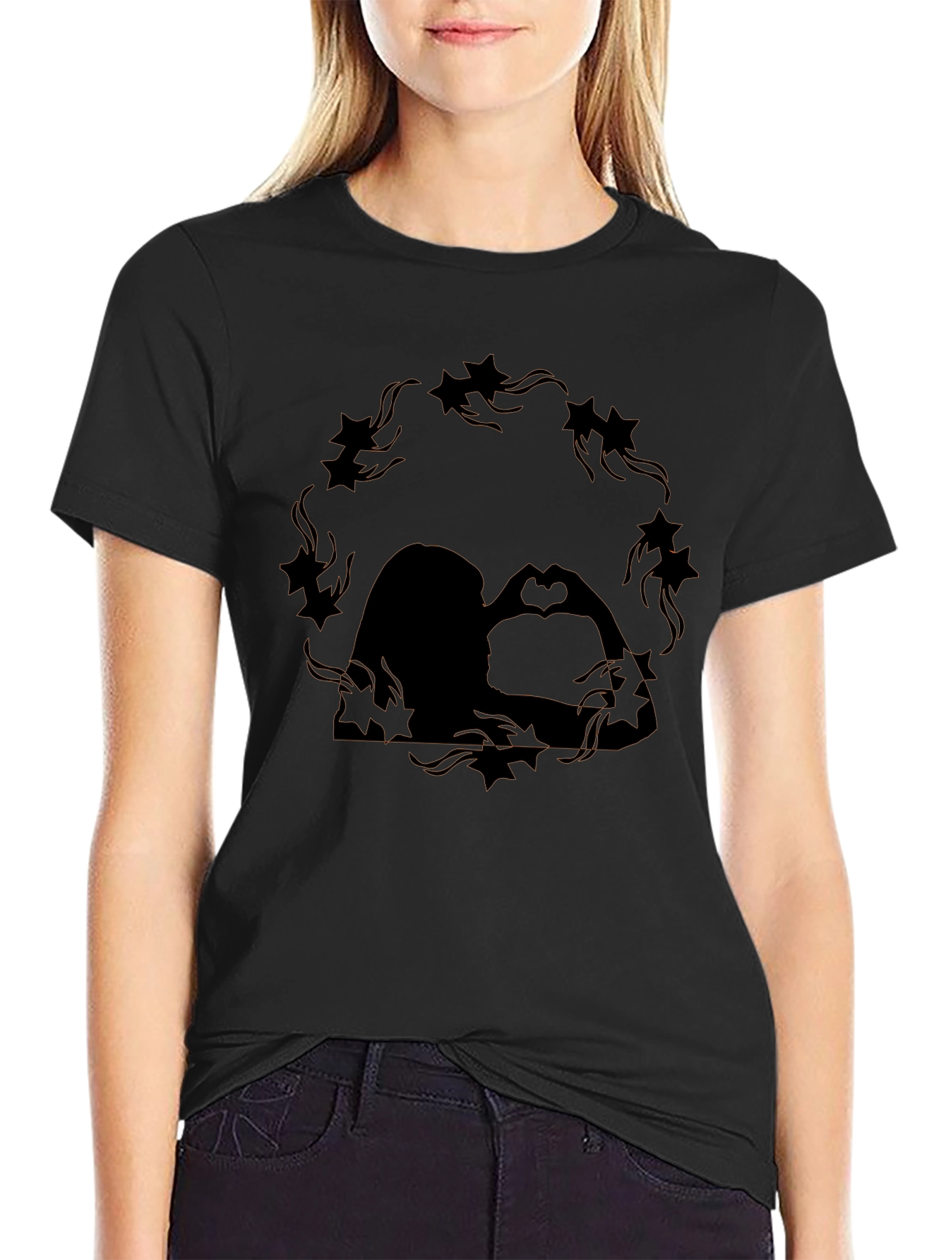 Romantic Couple Starry Silhouette Graphic Tee