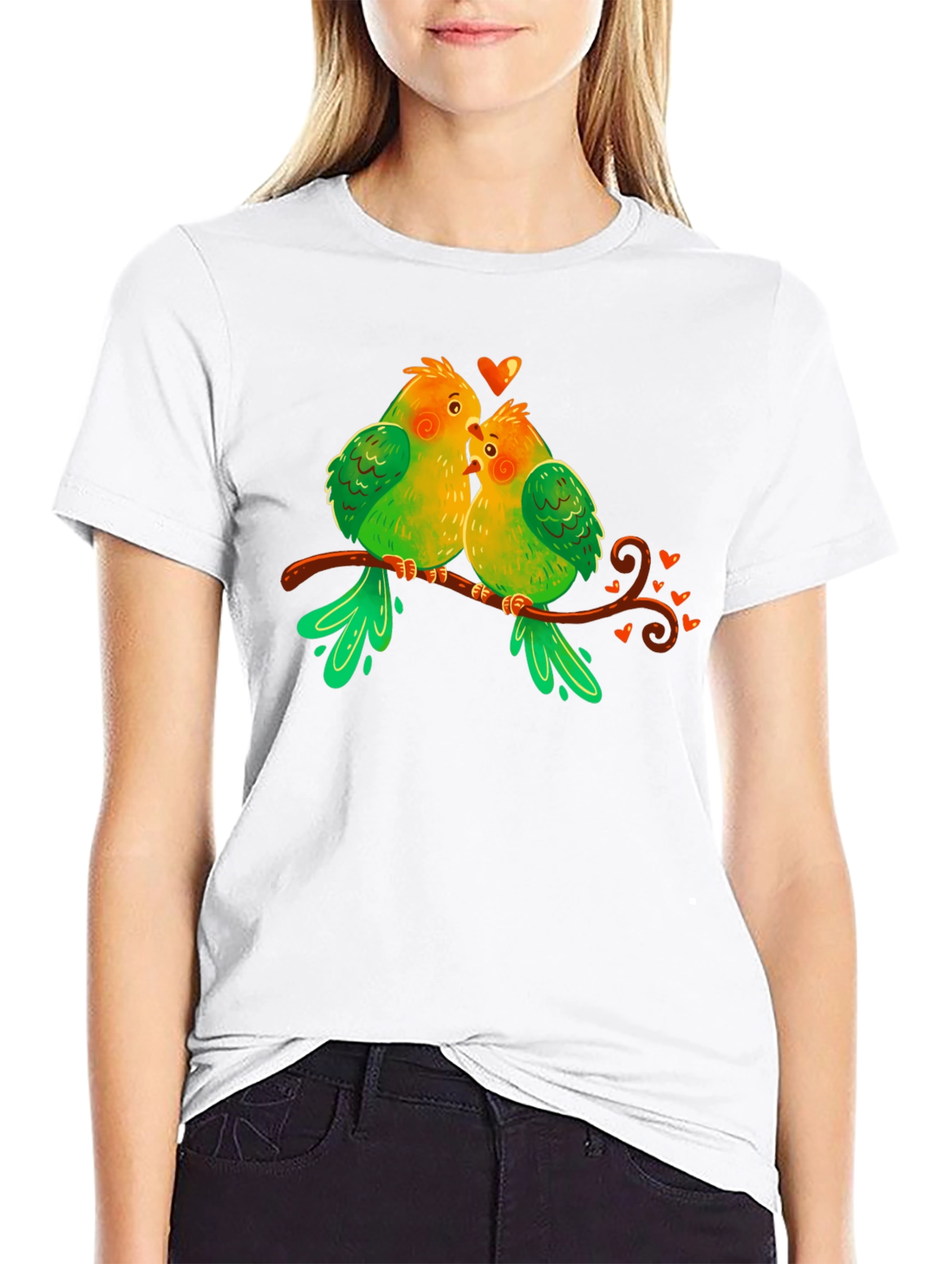 Love Birds T-Shirt - Sweet Parrot Couple