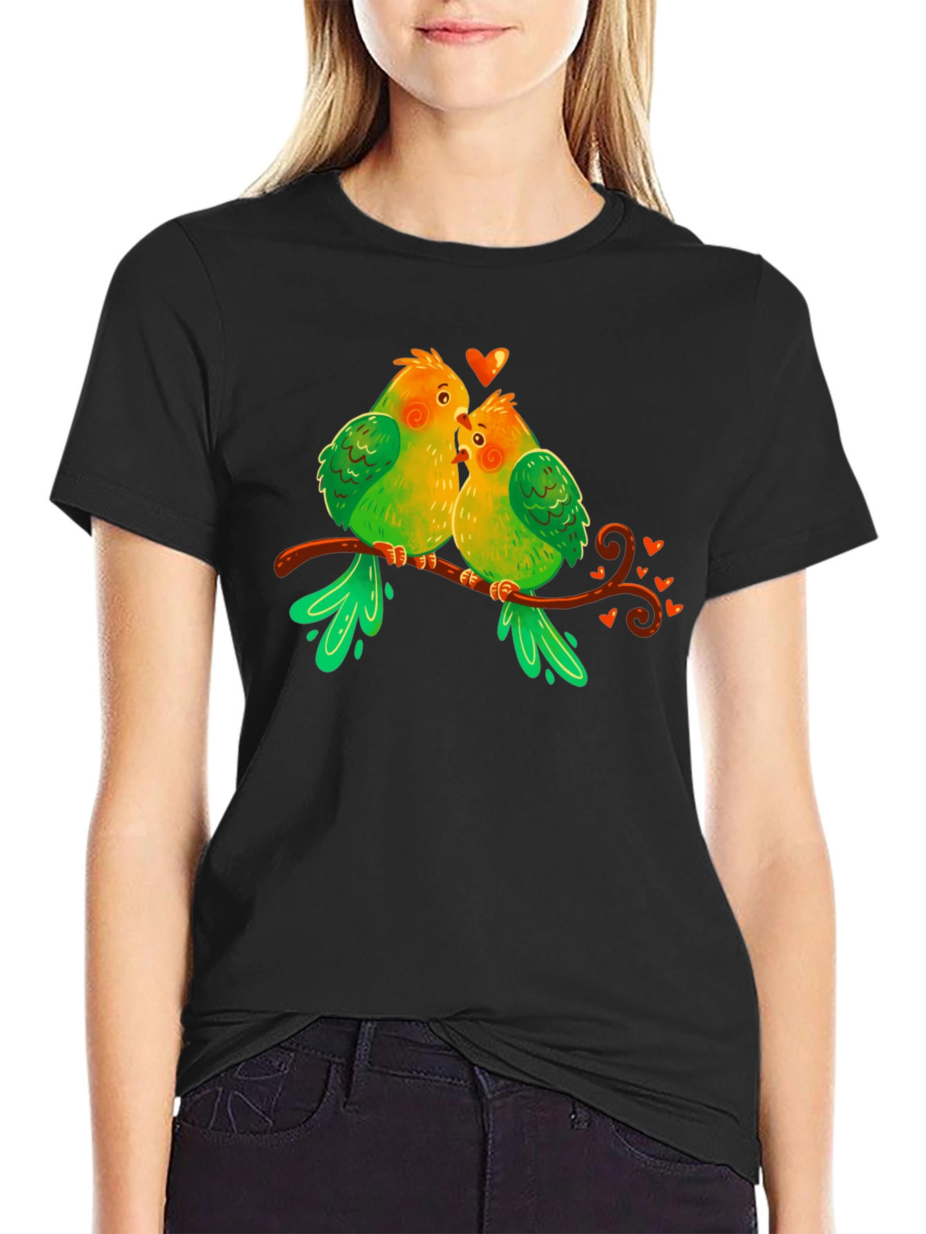 Love Birds T-Shirt - Sweet Parrot Couple