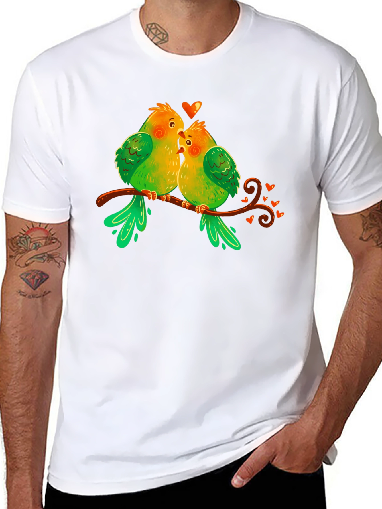 Love Birds T-Shirt - Sweet Parrot Couple