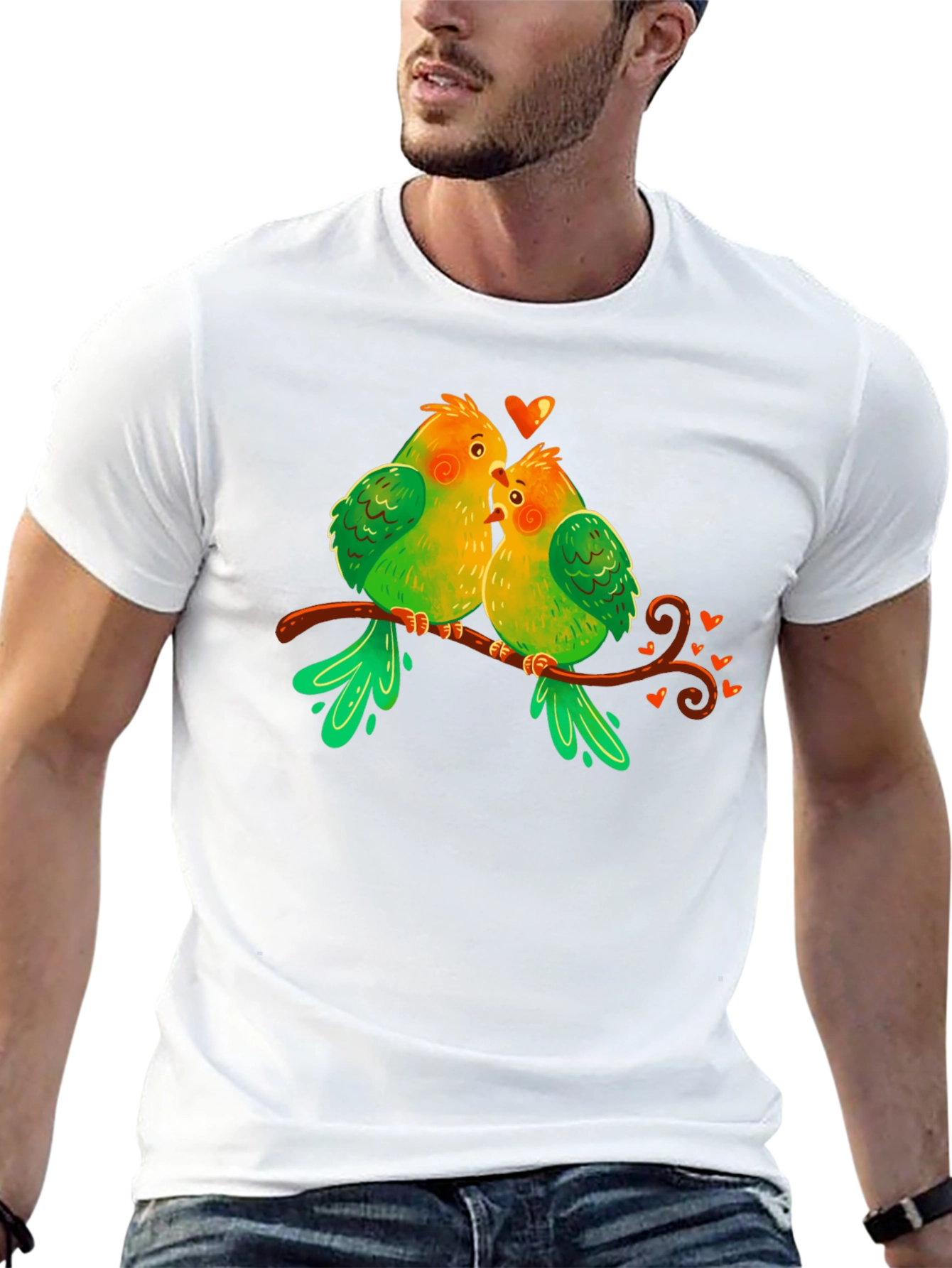 Love Birds T-Shirt - Sweet Parrot Couple
