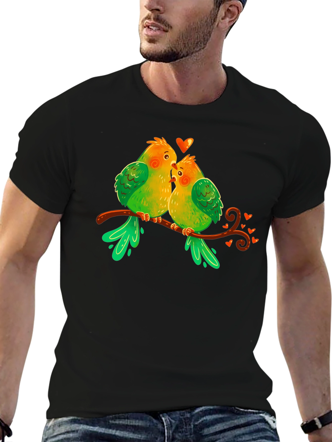 Love Birds T-Shirt - Sweet Parrot Couple