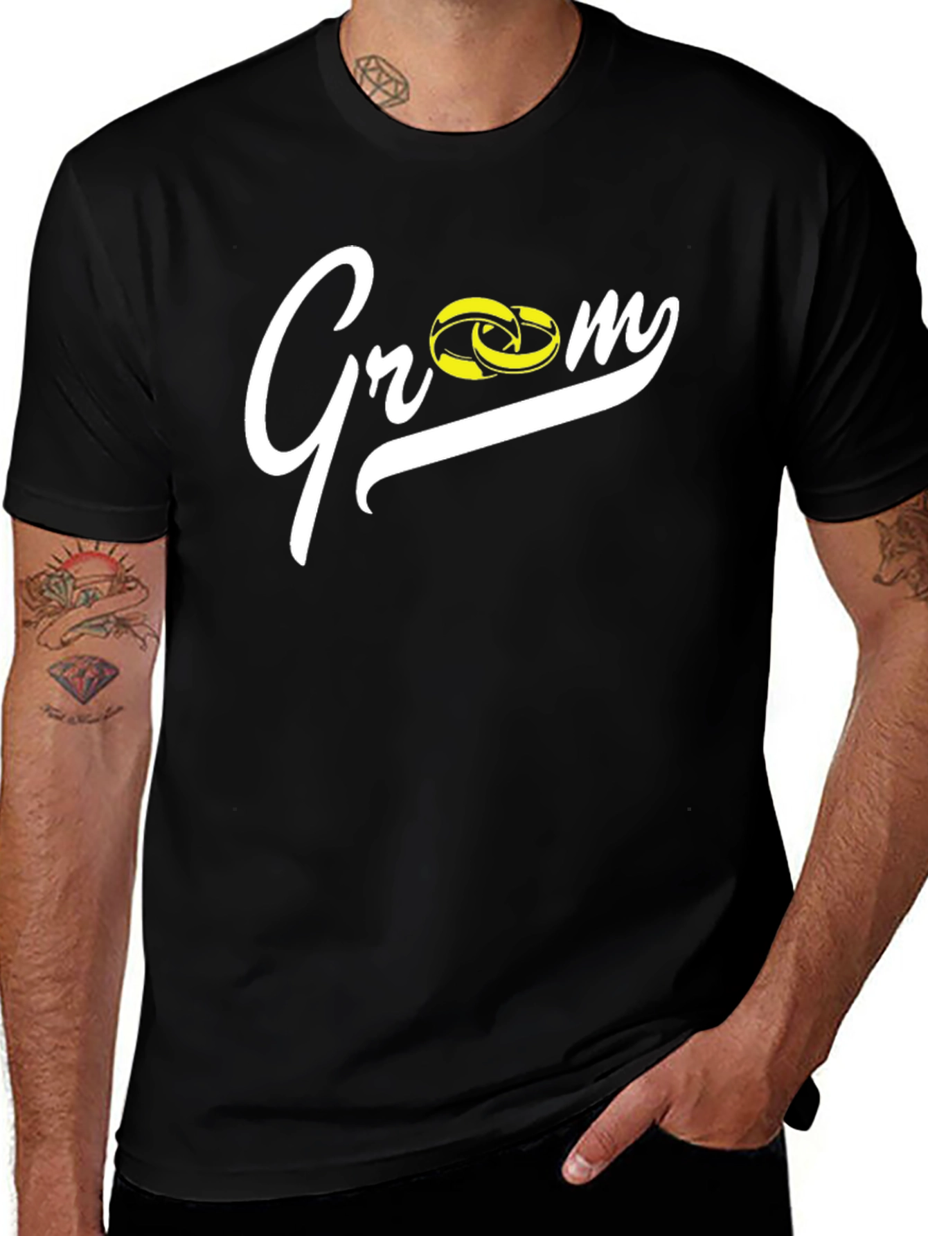 Groom Wedding Rings Black T-Shirt