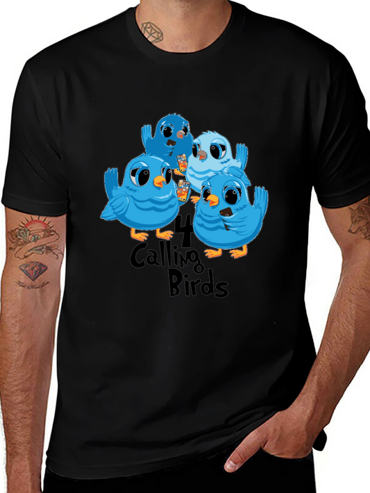 4 Calling Birds Graphic Tee Holiday Gift