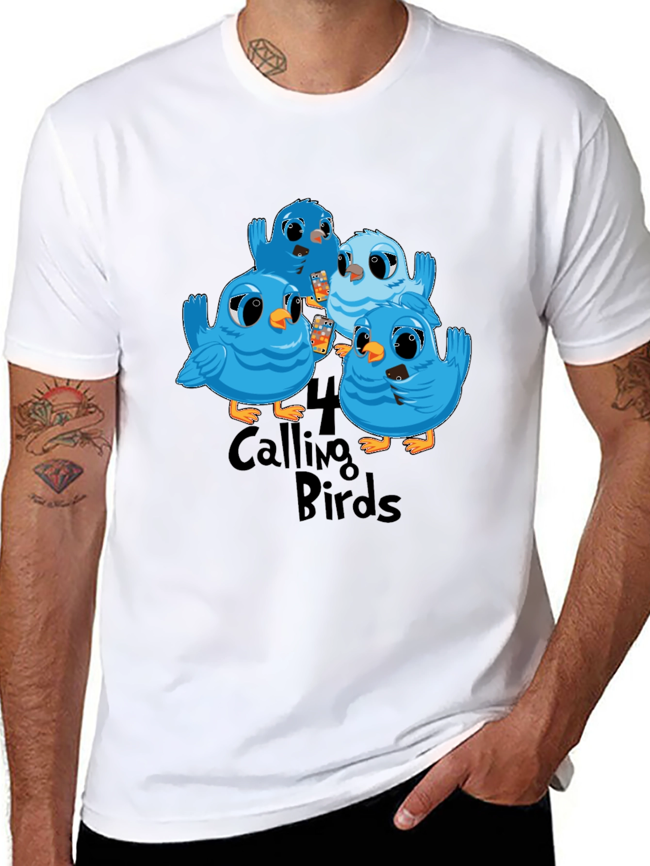 4 Calling Birds Graphic Tee Holiday Gift