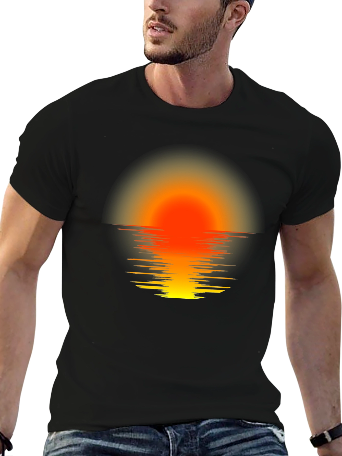 Sunset Horizon Graphic Tee - Black