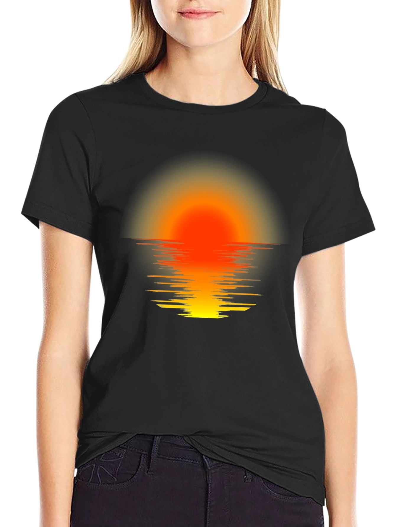 Sunset Horizon Graphic Tee - Black