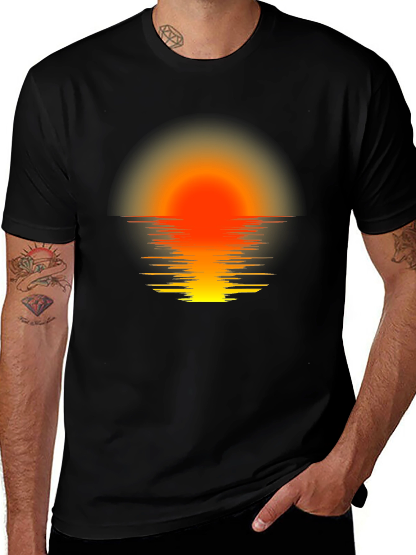 Sunset Horizon Graphic Tee - Black