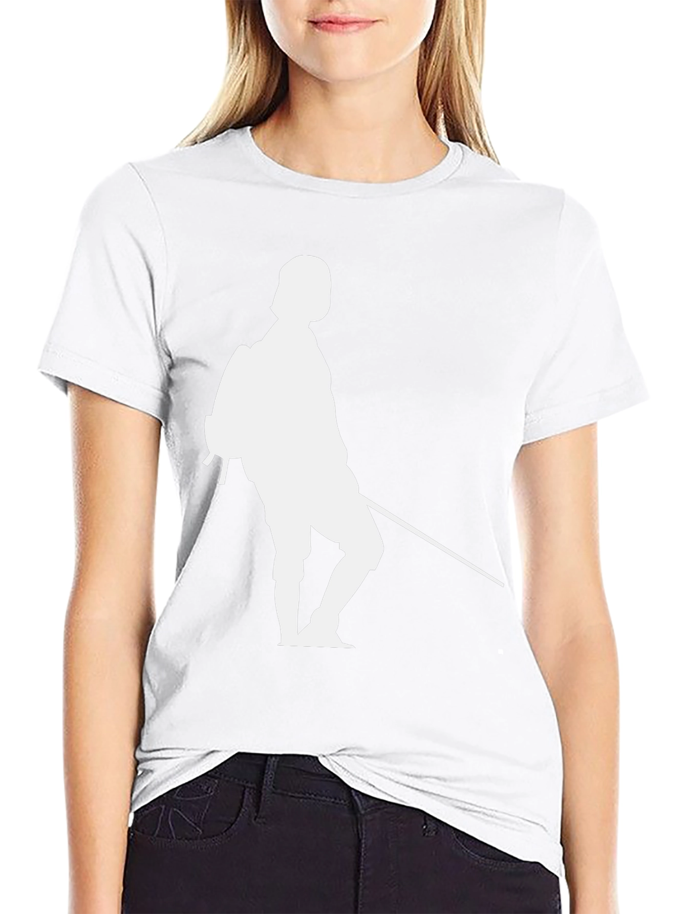 Black T-Shirt with White Fencing Silhouette Graphic