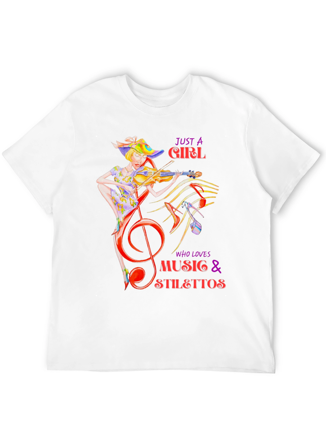 Music Lover T-Shirt: Girl Violin Stilettos