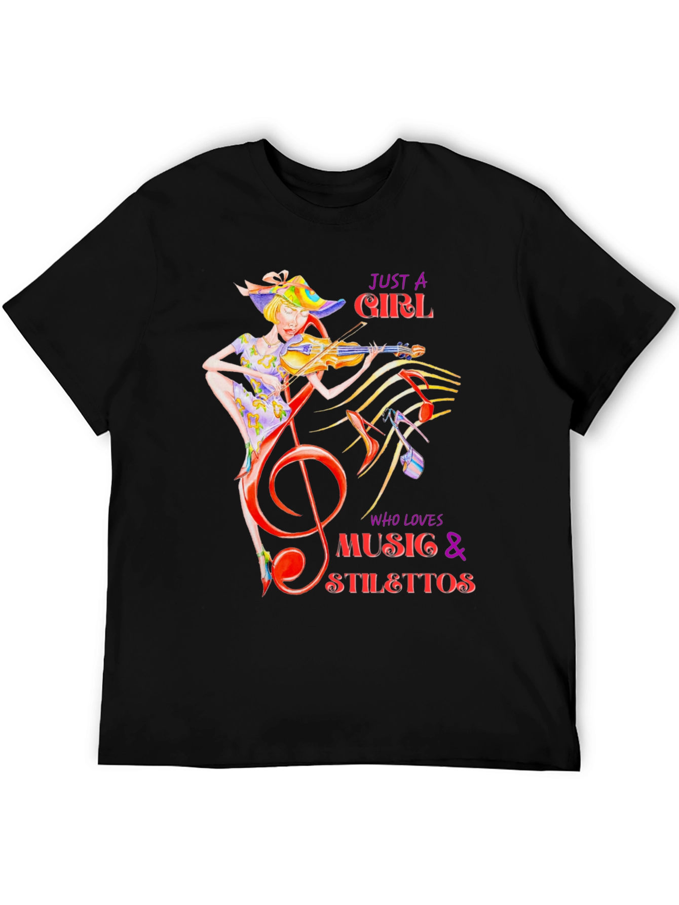 Music Lover T-Shirt: Girl Violin Stilettos