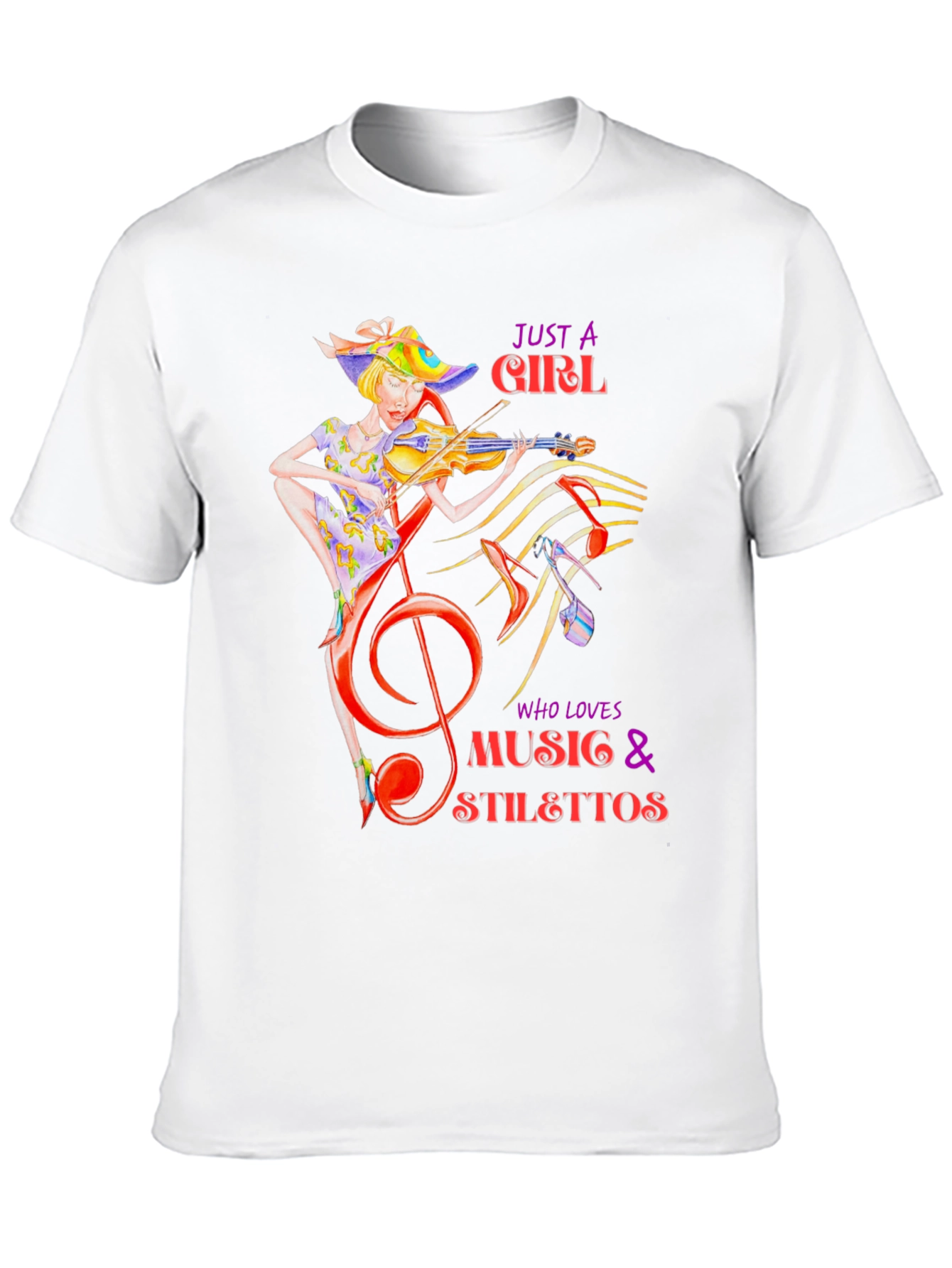 Music Lover T-Shirt: Girl Violin Stilettos