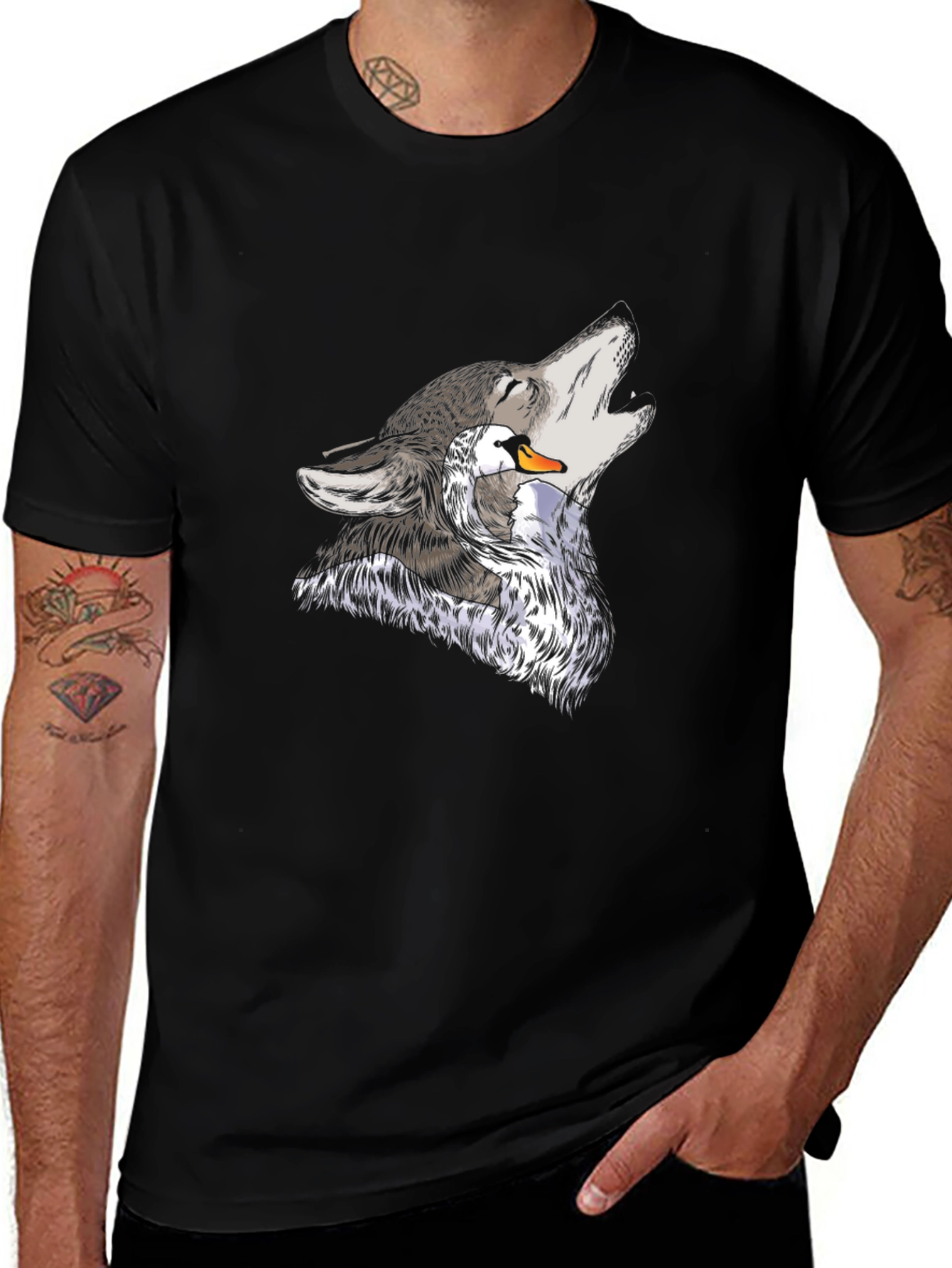 Wolf & Swan Graphic Print Black T-Shirt
