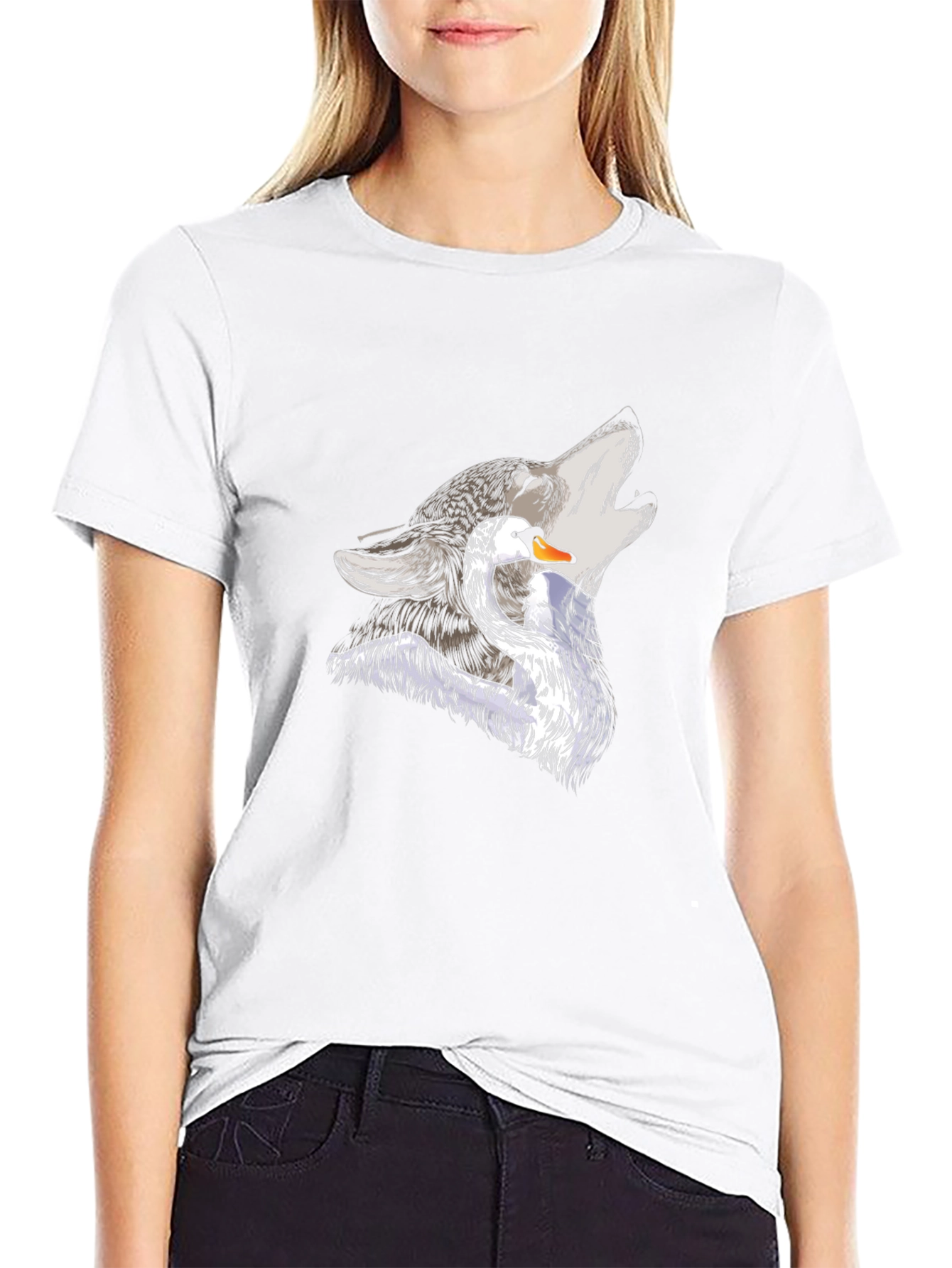 Wolf & Swan Graphic Print Black T-Shirt