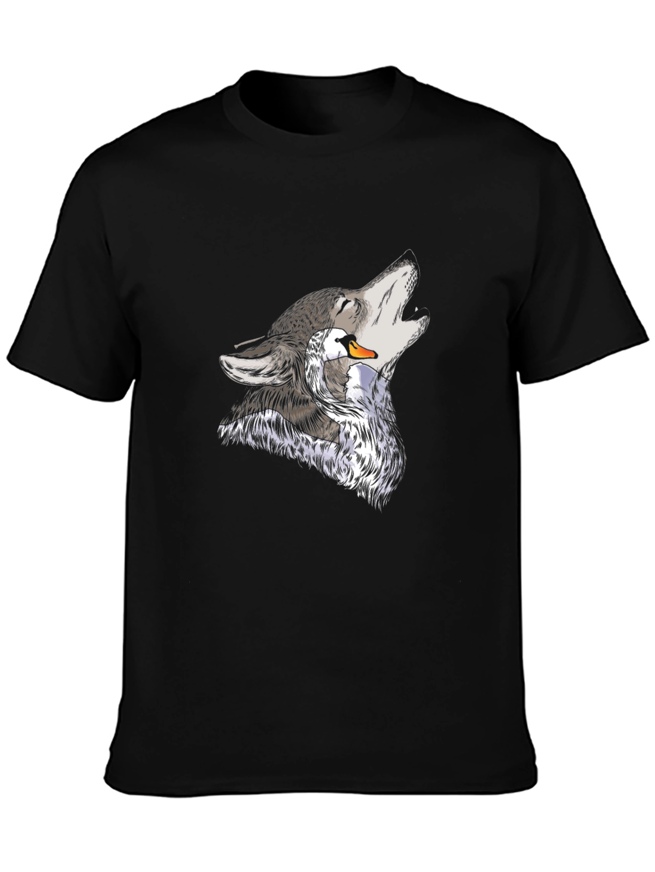 Wolf & Swan Graphic Print Black T-Shirt