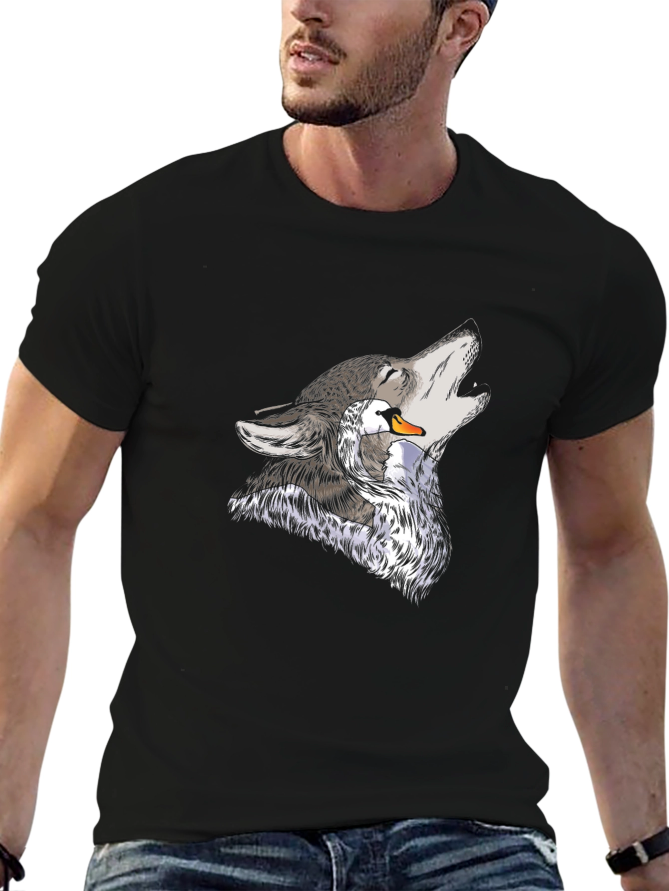 Wolf & Swan Graphic Print Black T-Shirt